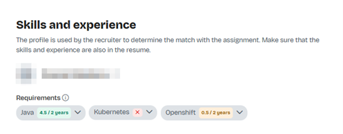 Skills and experience